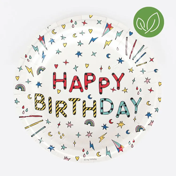 LOT ASSIETTES ANNIVERSAIRE x8 