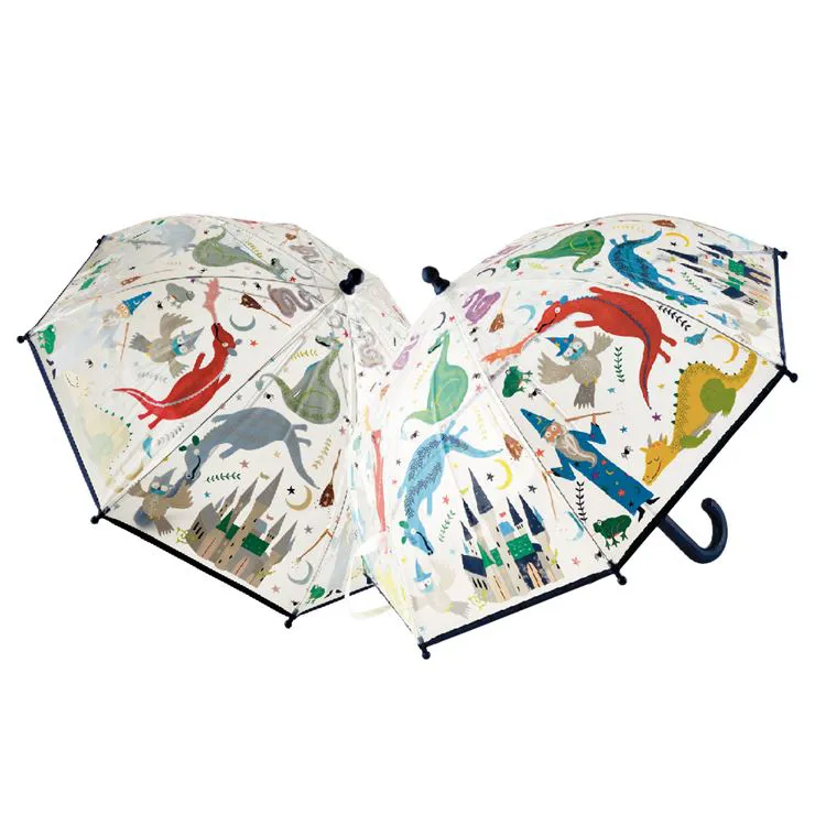 PARAPLUIE MAGIC - DRAGON BEIGE MANCHE BLEU