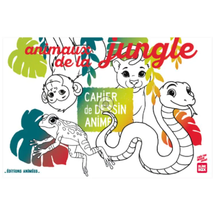 CAHIER DESSIN ANIME - LES ANIMAUX DE LA JUNGLE