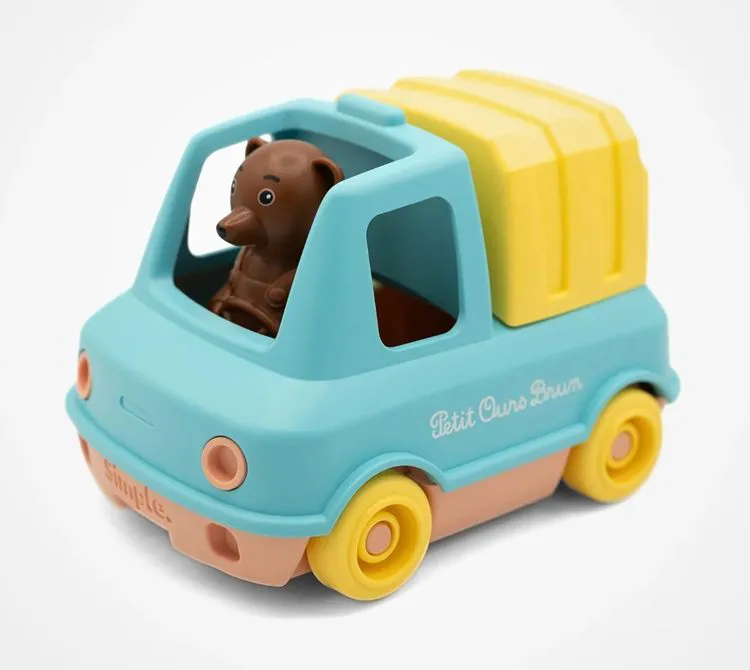 CAMION POUBELLE PETIT OURS BRUN