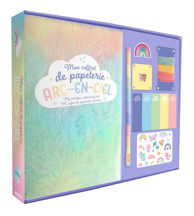 COFFRET CAHIER POILU ARC EN CIEL