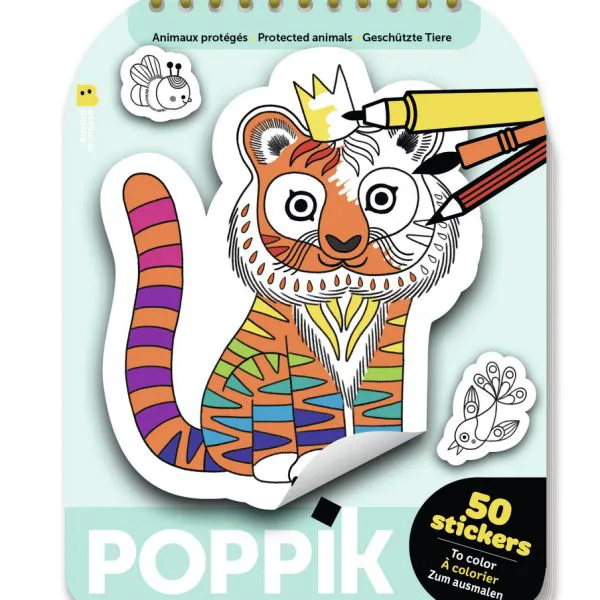 CARNET DE STICKERS A COLORIER ANIMAUX