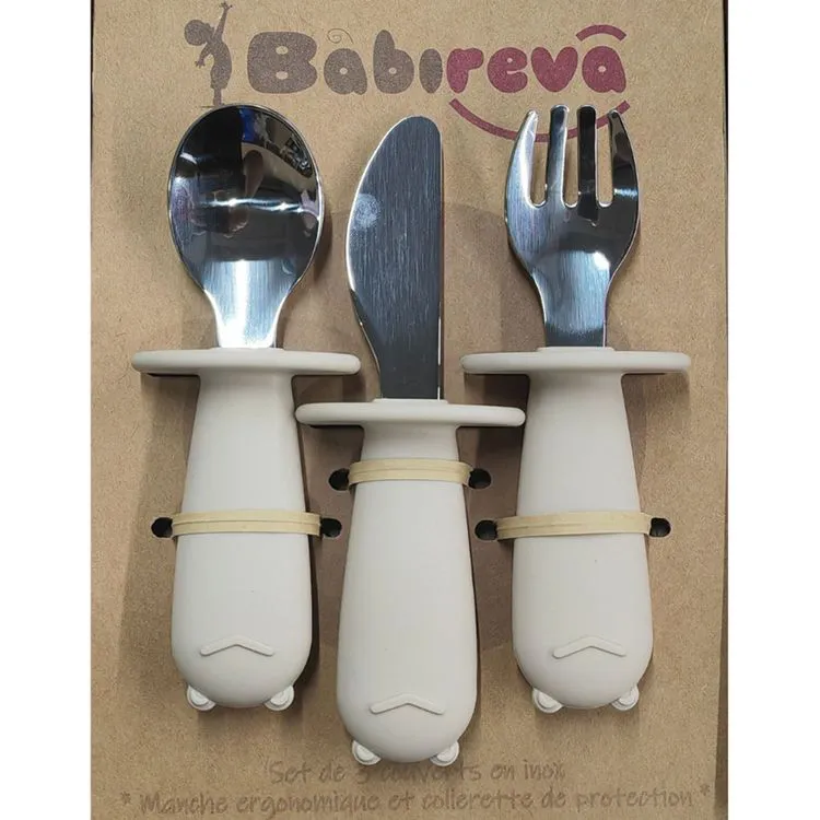 SET DE 3 COUVERTS INOX - SABLE