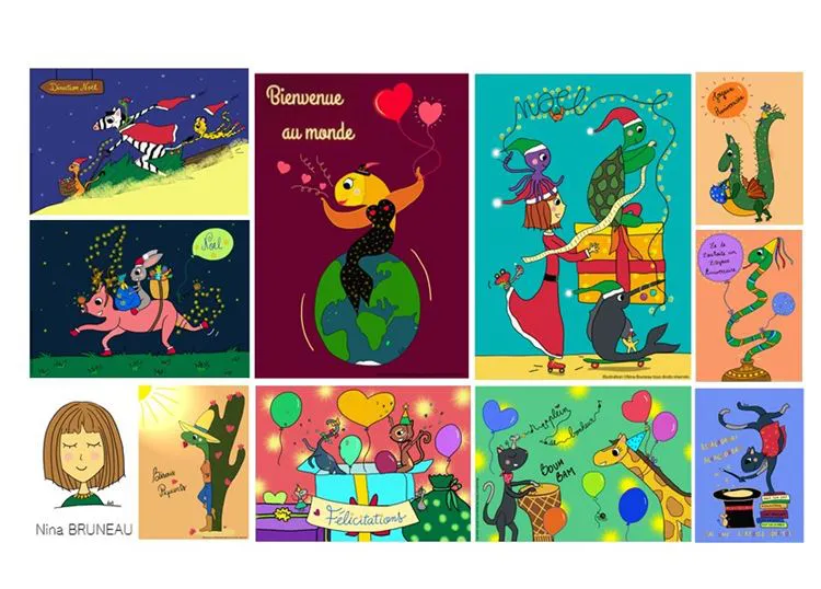 LOT DE 10 CARTES FESTIVES (ARRET)