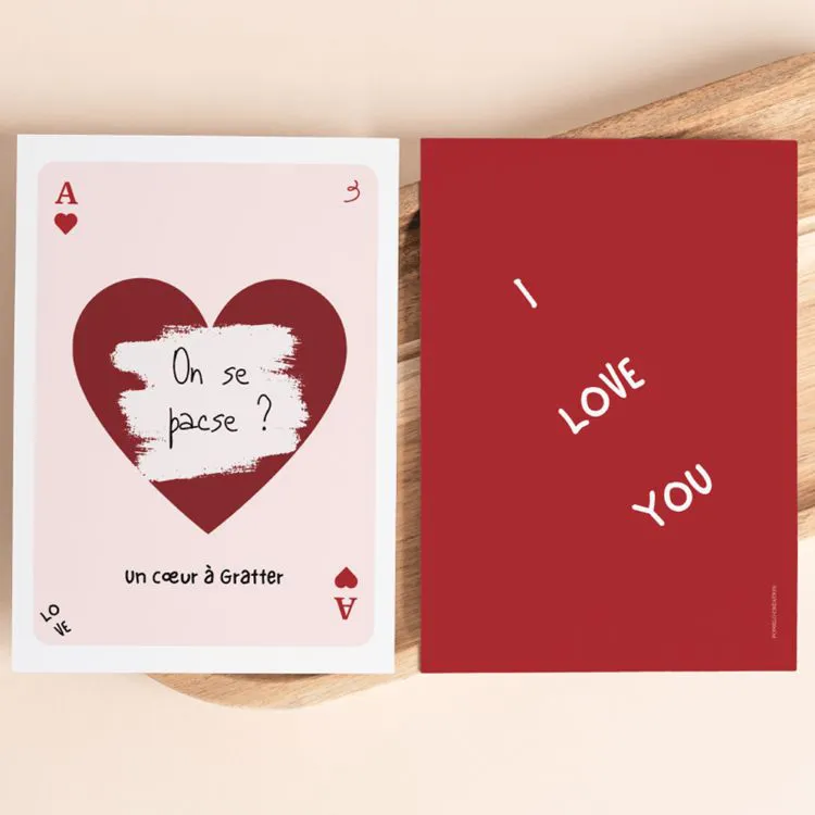 CARTE A GRATTER - COEUR ROUGE