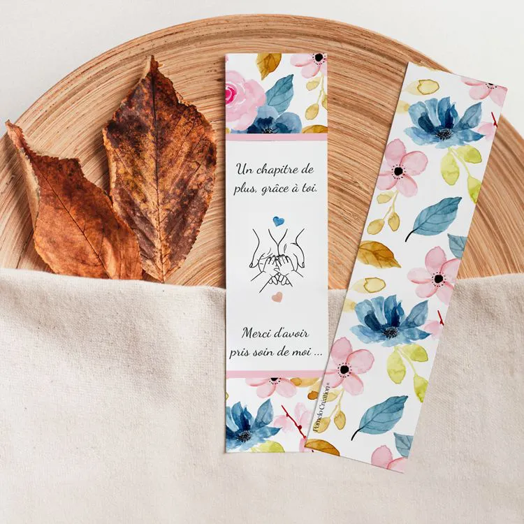MARQUE-PAGE FLORAL "MERCI"